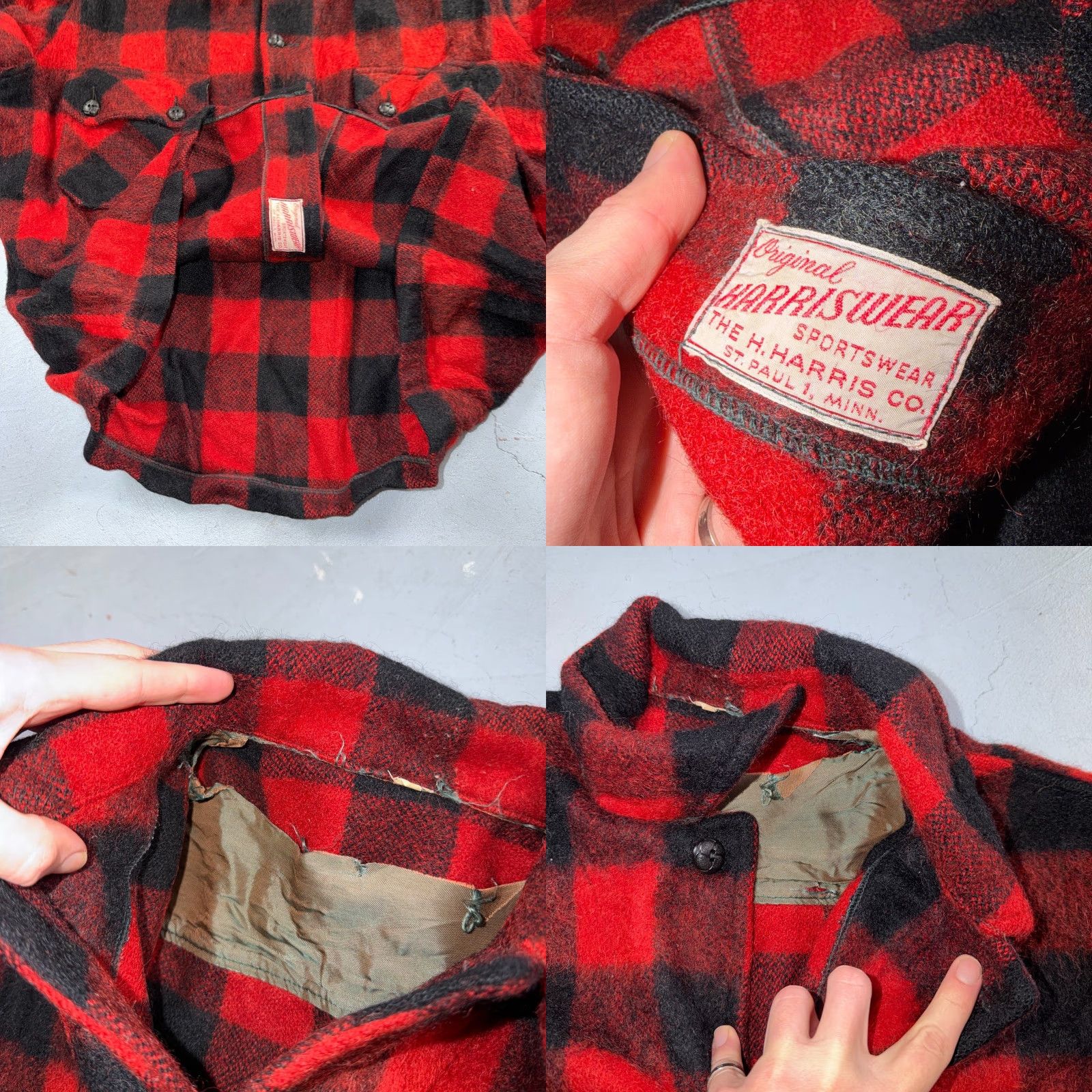 Vintage VTG 1950s Wool Buffalo Plaid Mackinaw Heavy Jacket Button Up Mohair Rockabilly Jacket Mens L Red Plaid Wool Coat Size US L / EU 52-54 / 3 - 8 Thumbnail