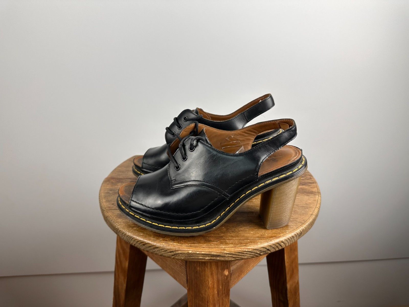 Dr. Martens Dr Martens Tara Heels Black Open Toe Lace Chunky Size US6 Size US 6 / IT 36 - 1 Thumbnail