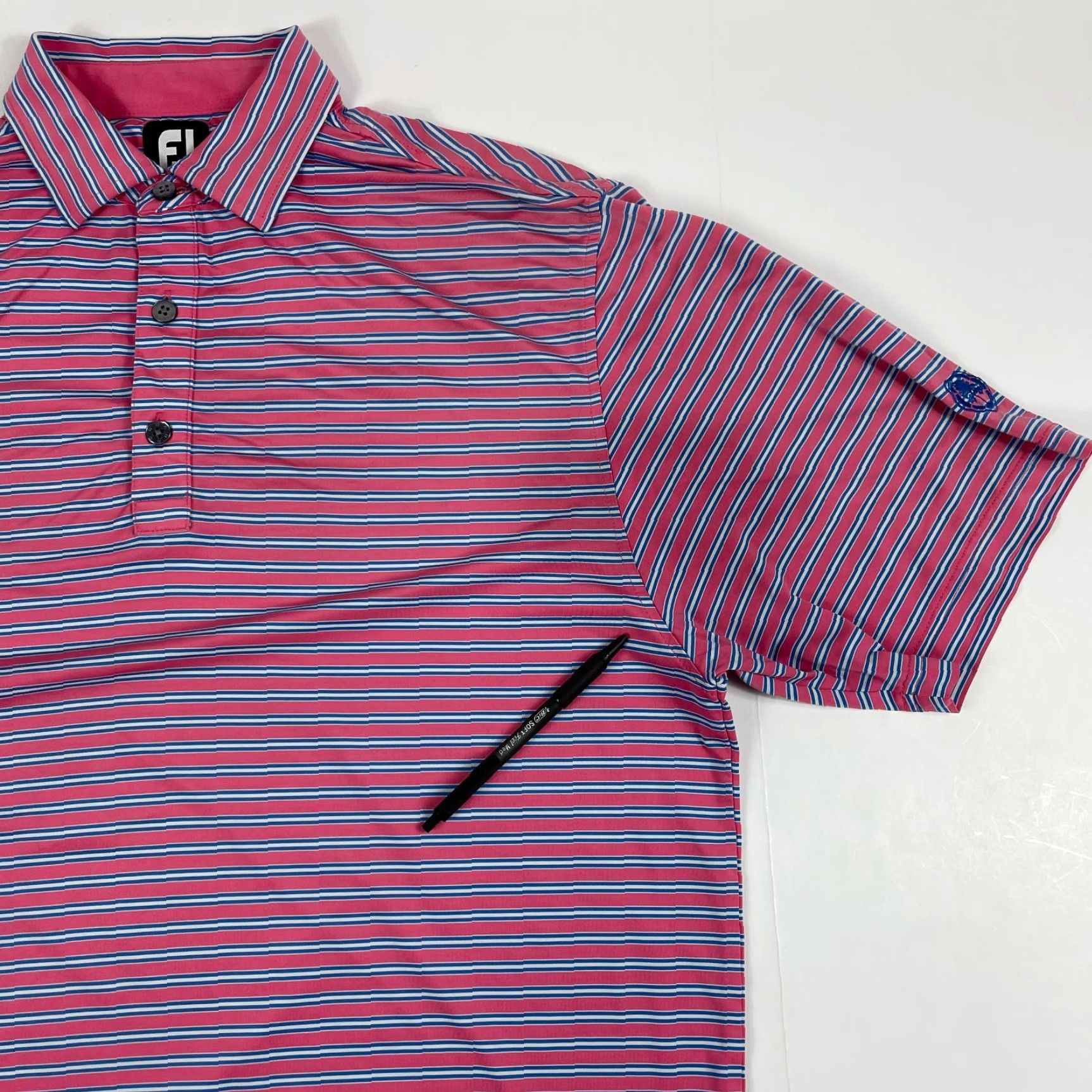 Footjoy FootJoy Polo Shirt Mens Medium Pink Golf Short Sleeve Collared Stretch Striped Size US M / EU 48-50 / 2 - 3 Thumbnail