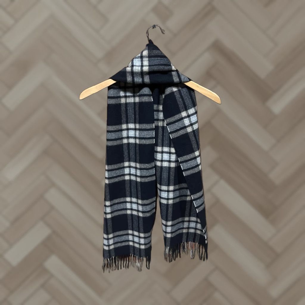 Jos. A. Bank Jos A Bank Scarf Men Adult Black Plaid Cashmere Scarf Size ONE SIZE - 1 Thumbnail