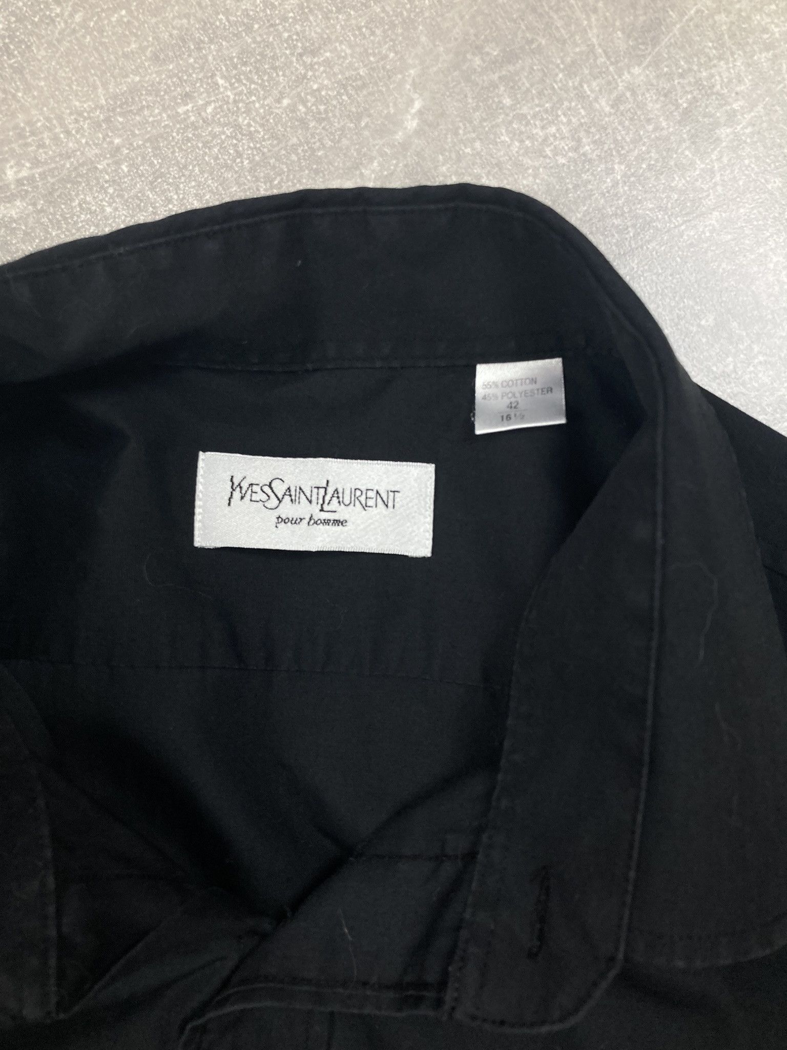 Yves Saint Laurent Yves Saint Laurent black french caffs shirt ysl logo Size US XL / EU 56 / 4 - 6 Thumbnail