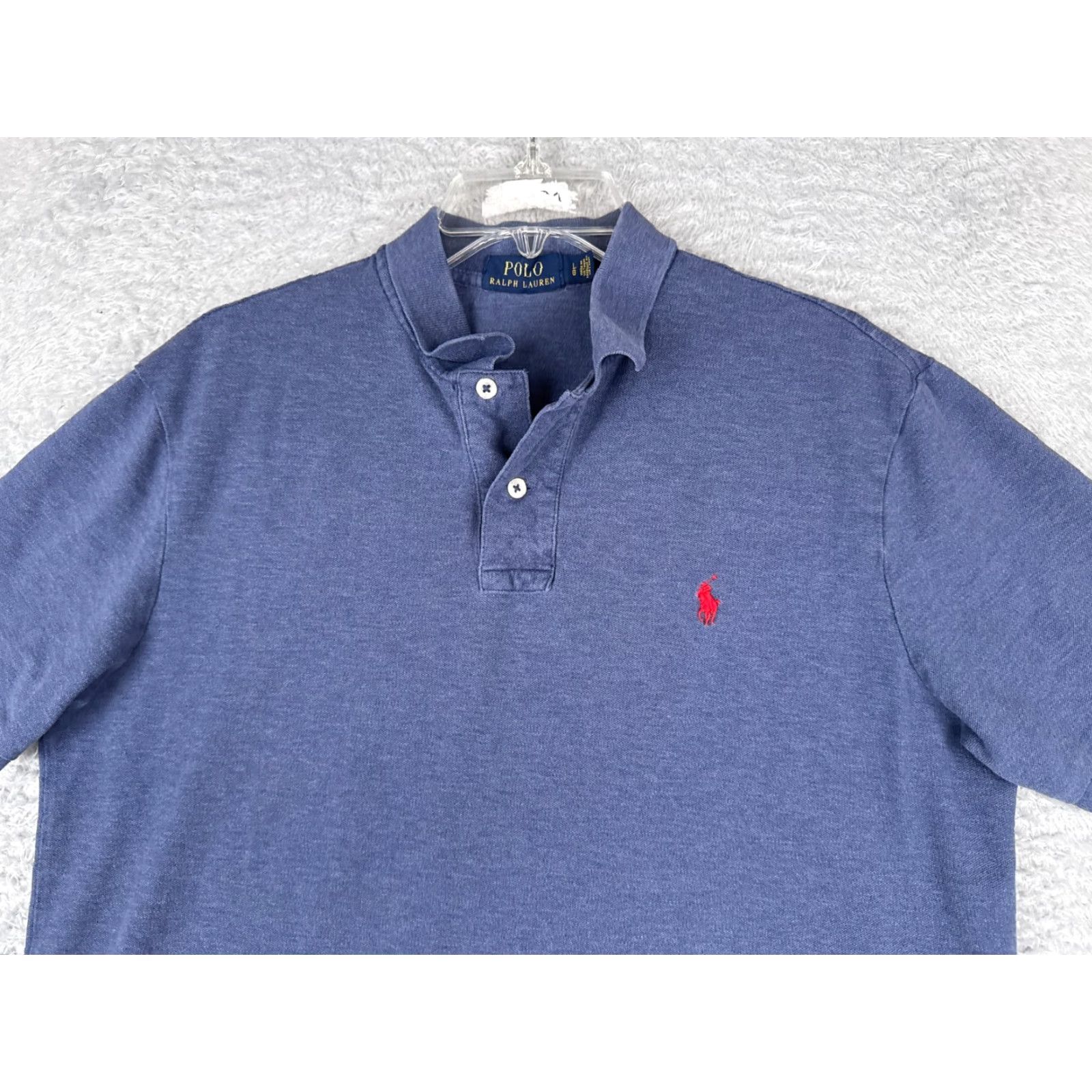 Ralph Lauren VINTAGE Ralph Lauren Polo Shirt Mens Large Blue Cotton Blend Knit Stretch Golf Shirt Size US L / EU 52-54 / 3 - 4 Thumbnail
