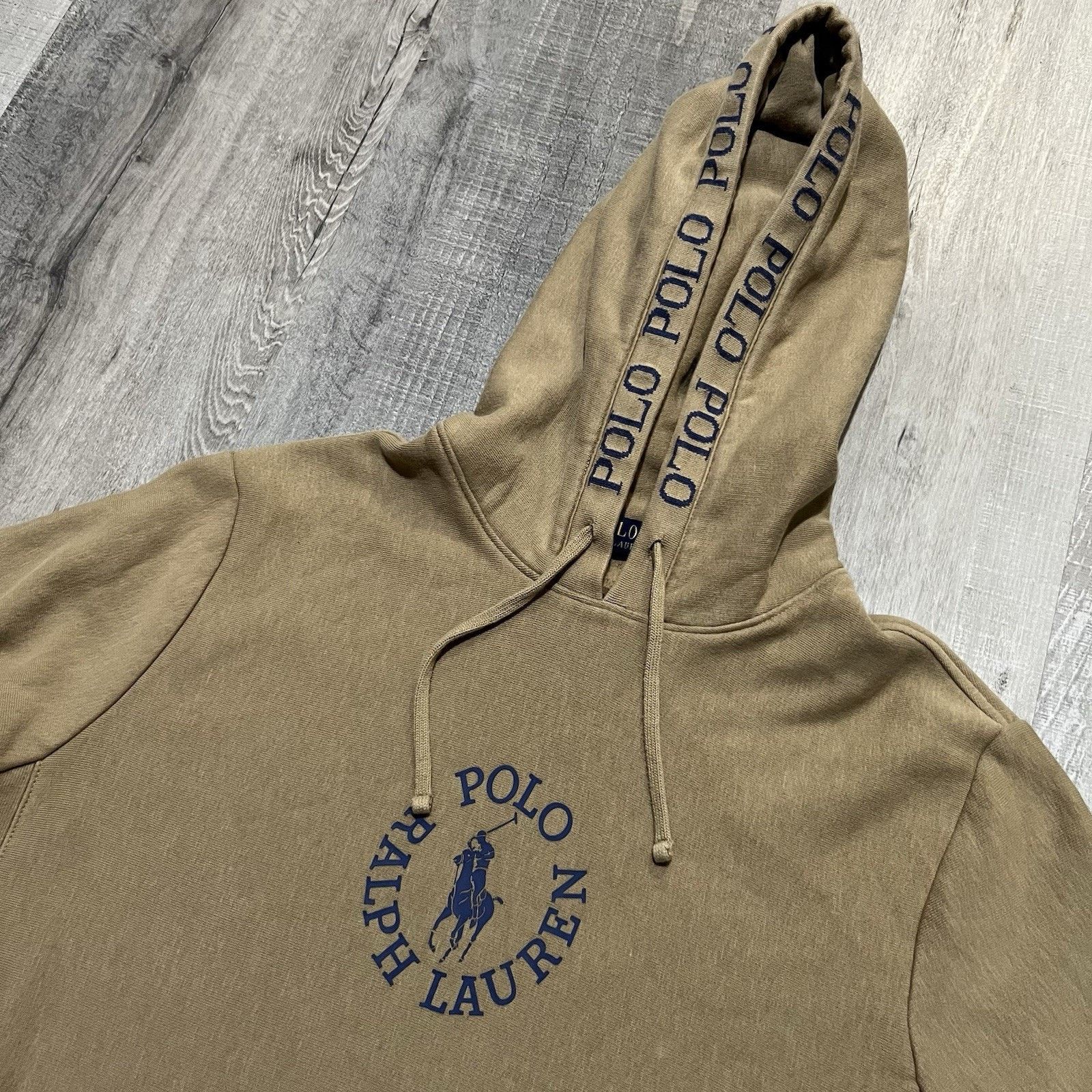 Polo Ralph Lauren Polo Ralph Lauren Light Brown Pull Over Hoodie Spell Out M Size US M / EU 48-50 / 2 - 3 Thumbnail