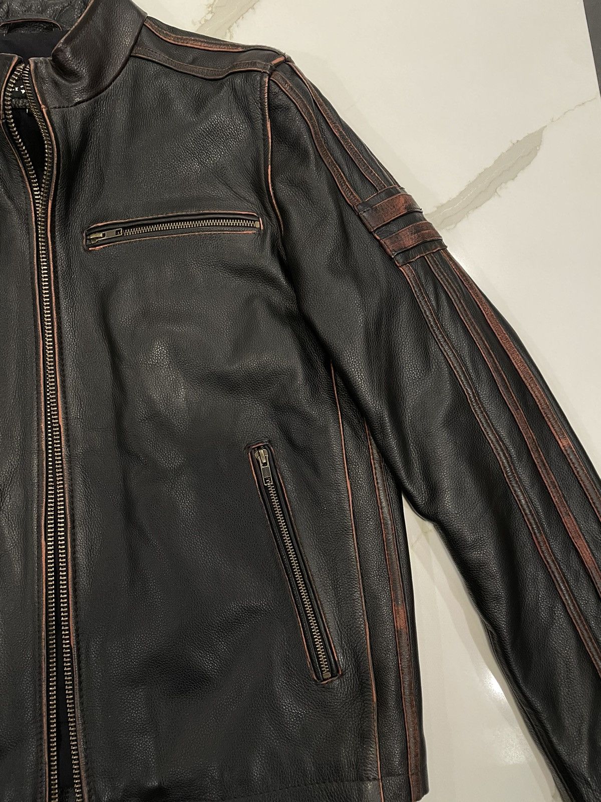 Black Rivet Leather biker jacket Size US L / EU 52-54 / 3 - 3 Thumbnail