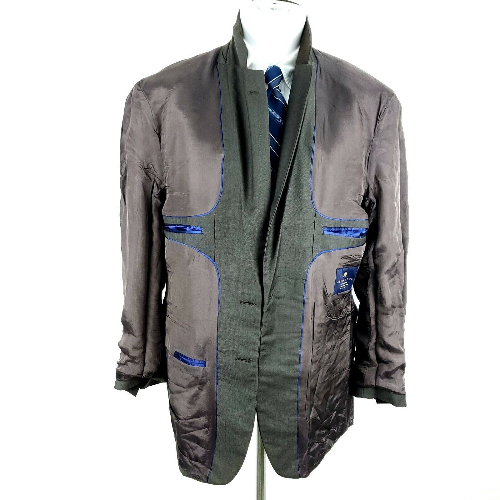 Savile Row Alexandre London Savile Row 40L 2 Button Brown Wool Silk 2 P Size 40L - 10 Thumbnail