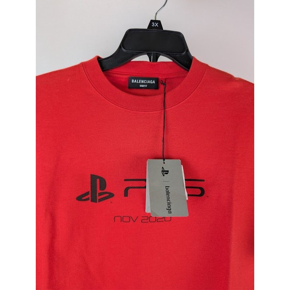 Balenciaga o1rshd1 Playstation Vintage Jersey T-Shirt in Red Size US XS / EU 42 / 0 - 8 Thumbnail