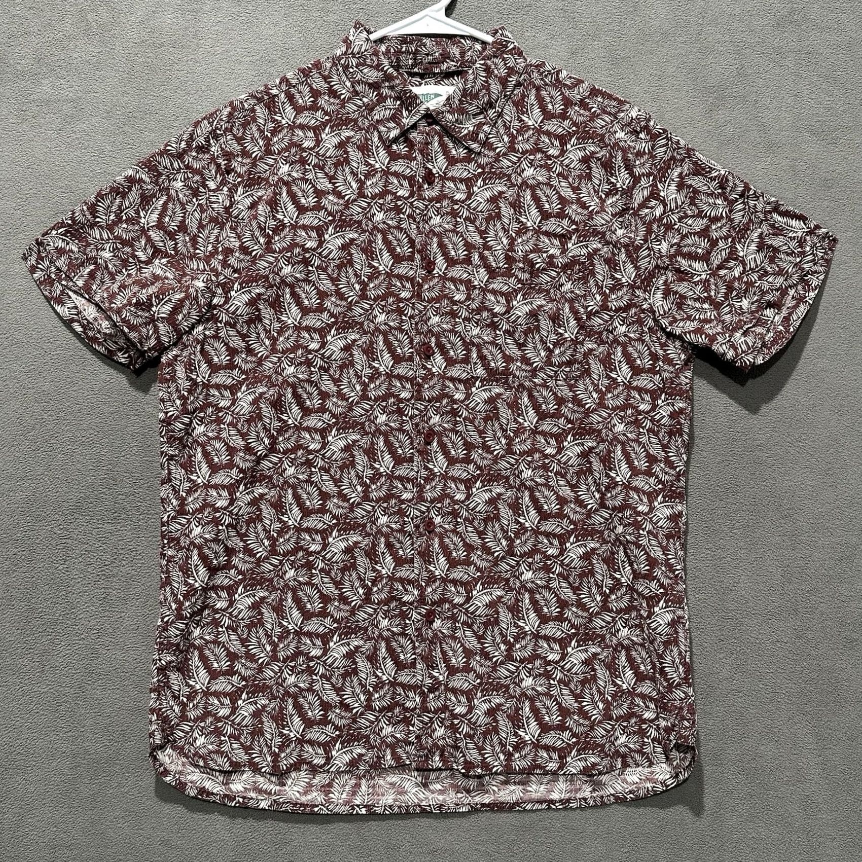 Vintage Wellen Shirt Mens Medium Burgundy Rojo Palm Crinkle Cotton Easy Short Sleeve EUC Size US M / EU 48-50 / 2 - 2 Thumbnail