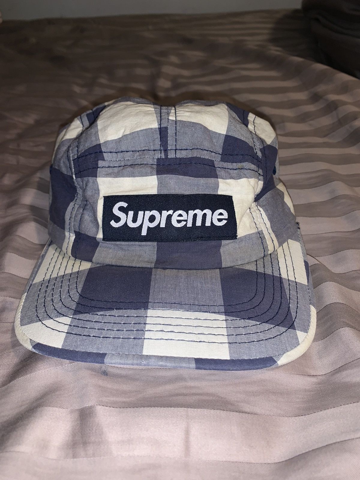 Supreme SS08 Supreme Box Logo Camp Cap Blue Checker Size ONE SIZE - 1 Thumbnail