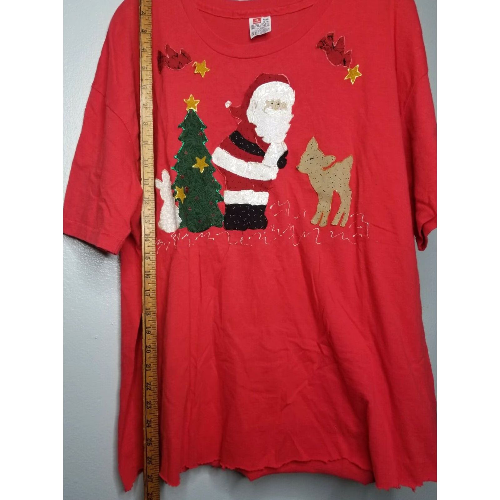 Fruit Of The Loom Vintage 1980s Fruit of the Loom Santa Claus Christmas T Shirt Men's XL Red Graphic Tee Unisex Distressed Size US XL / EU 56 / 4 - 3 Thumbnail
