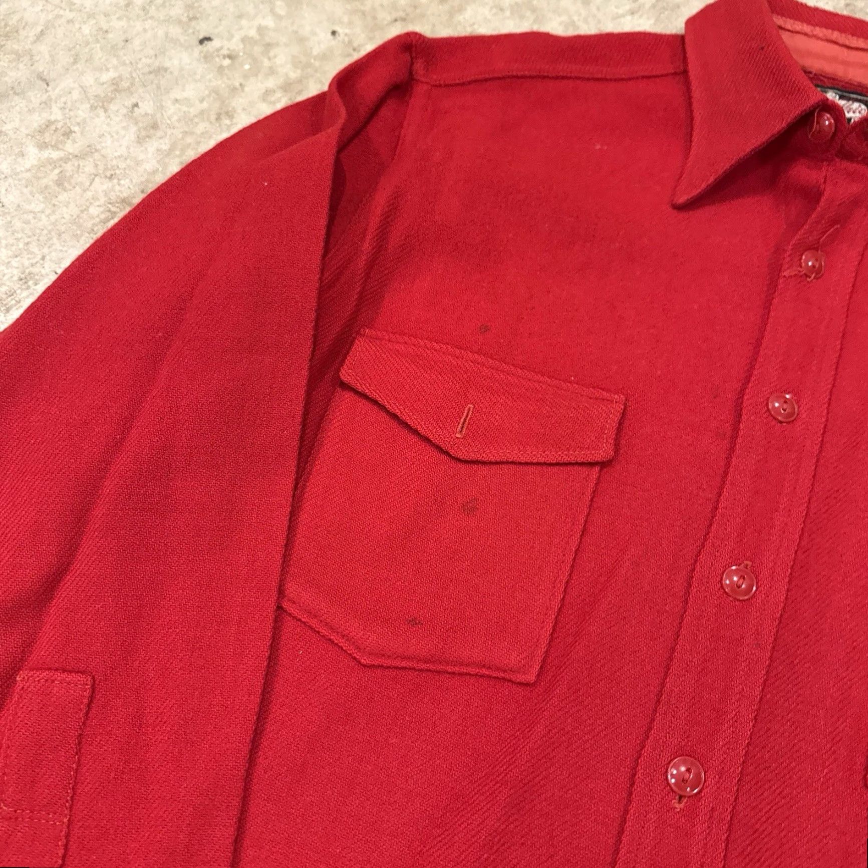Vintage VTG Woolrich Mens XL Red Heavy Chamois Flannel Shirt Long Sleeve 40s *FLAWS* Size US XL / EU 56 / 4 - 5 Thumbnail
