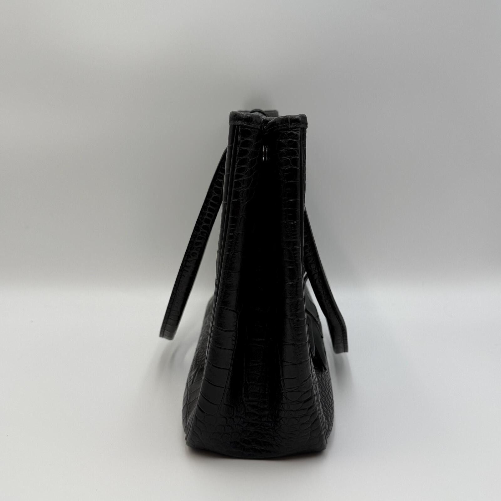 Longchamp Longchamp Black Crocodile Embossed Roseau Tote Size ONE SIZE - 3 Thumbnail