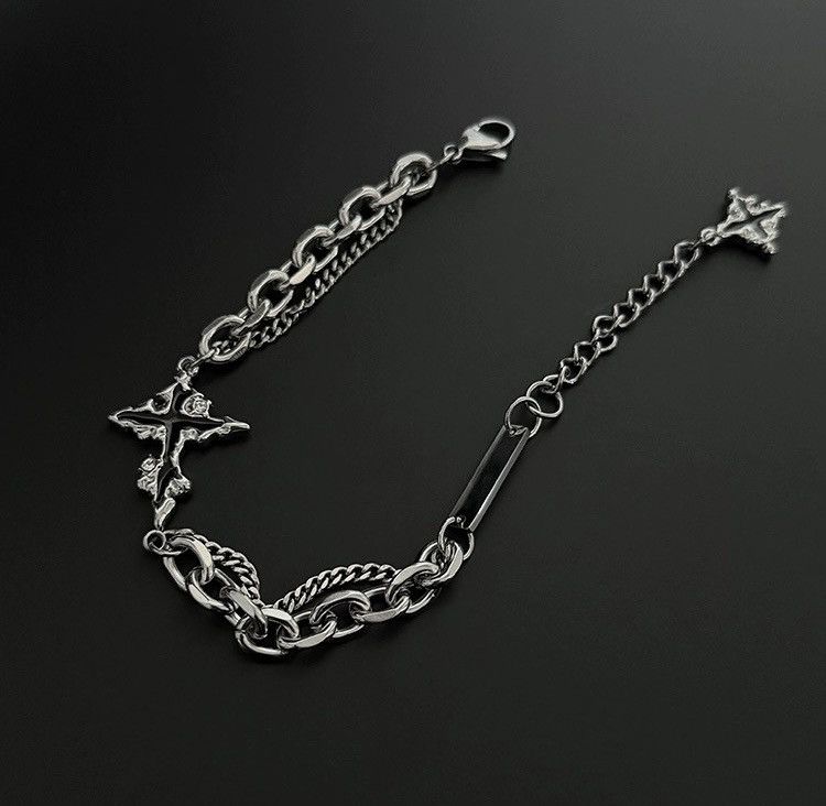 Japanese Brand × Jewelry Fashion punk melting cross layered cuban link chain bracelet Size ONE SIZE - 5 Thumbnail