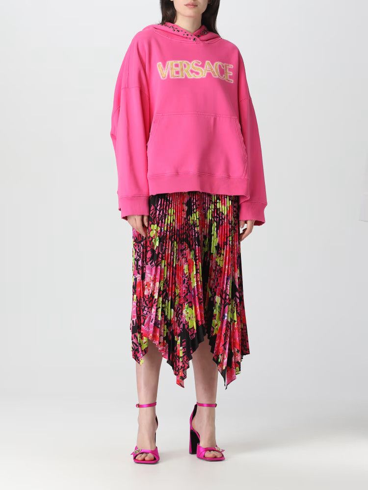 Versace o1y0226 Logo Hoodie in Fuchsia Size S / US 4 / IT 40 - 2 Thumbnail