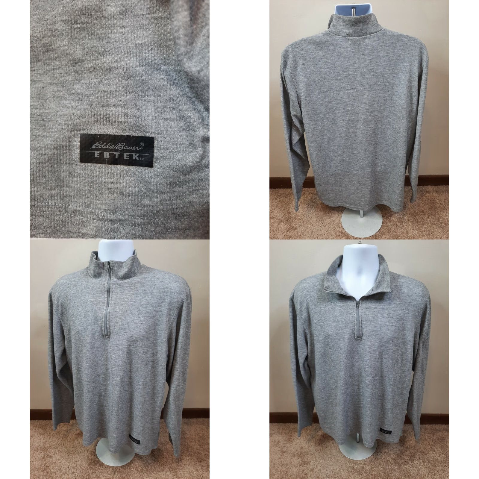 Eddie Bauer Eddie Bauer EBTECH 1/4 Zip Fleece Sweatshirt XL Mens Heather Gray Mock Sweatshirt Size US XL / EU 56 / 4 - 8 Thumbnail