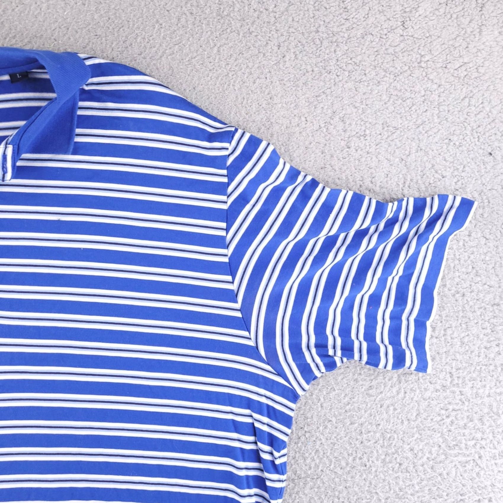 Polo Ralph Lauren Polo Golf Shirt Mens Large Blue Stripe Polo Pima Cotton Relaxed Fit Size US L / EU 52-54 / 3 - 6 Thumbnail