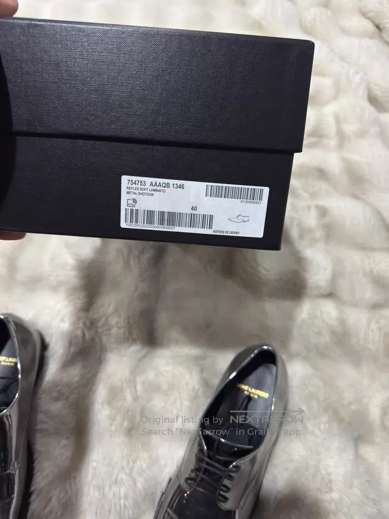 Saint Laurent Paris Saint Laurent Paris Metallic Silver Leather Shoes Size US 7 / EU 40 - 8 Thumbnail