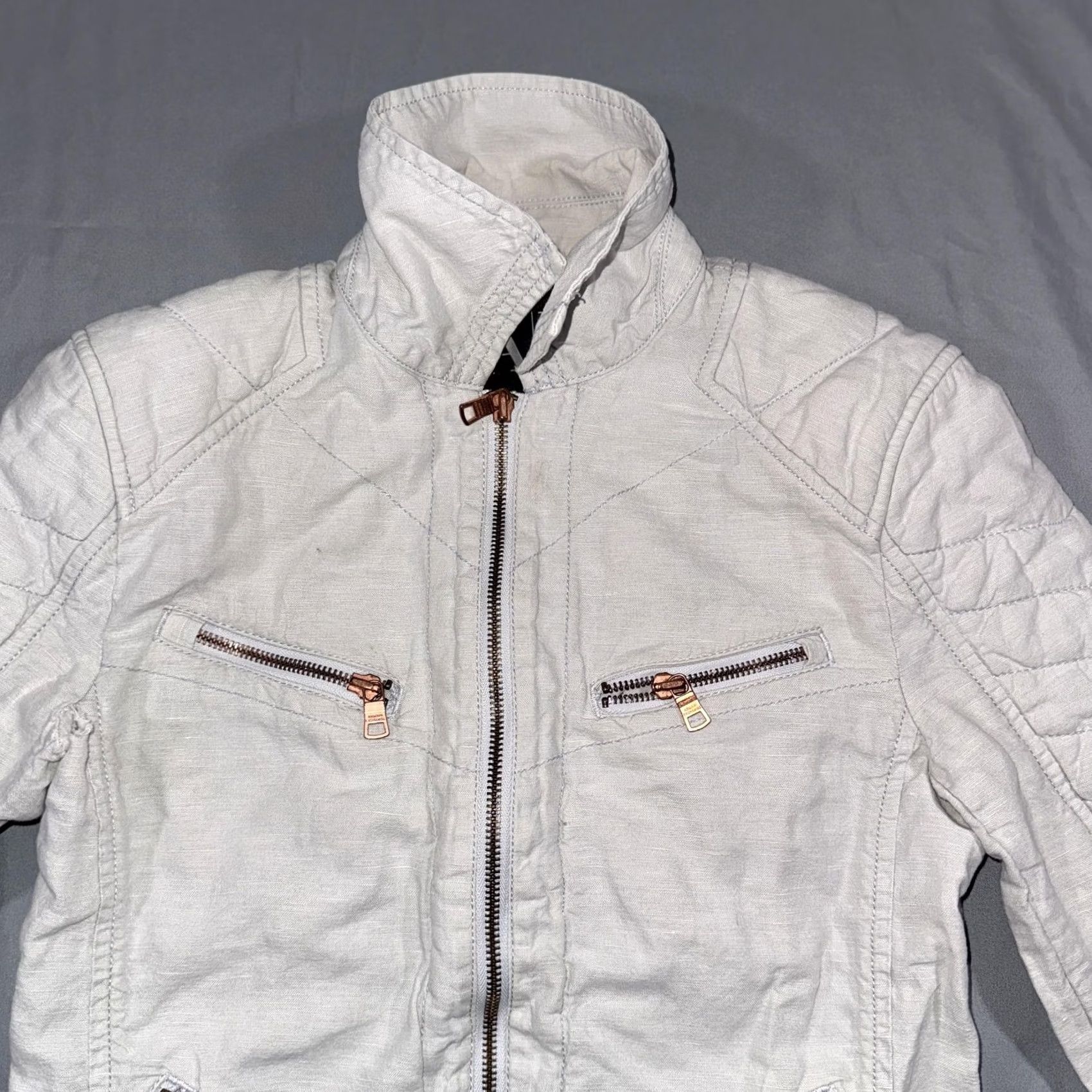 Armani Exchange Armani Exchange Jacket Womens XS White Quilted Zip Moto Pockets Casual Size XS / US 0-2 / IT 36-38 - 3 Thumbnail