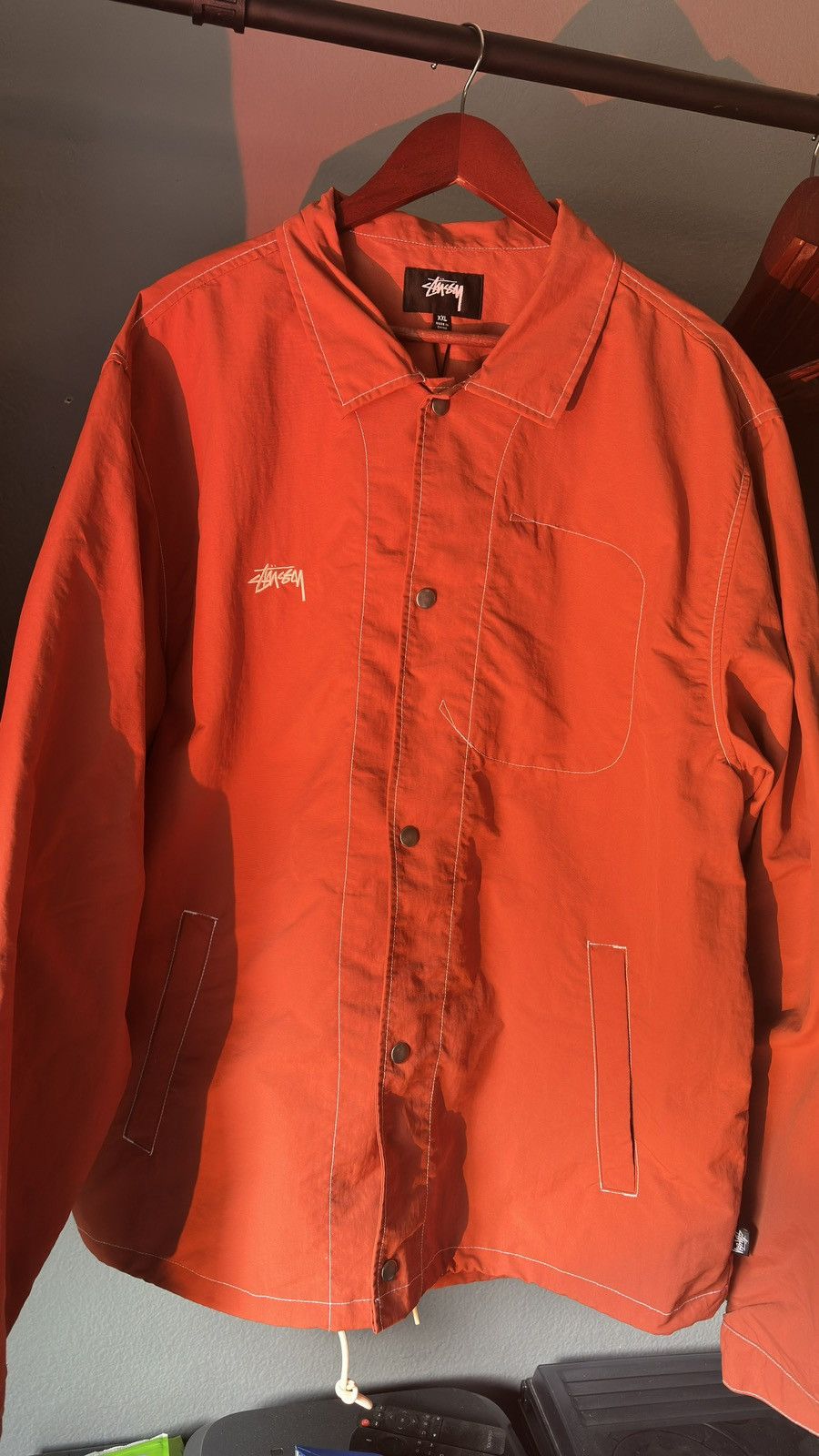 Image of Stussy Folsom Coach Jacket in Orange, Men's (Size 2XL)