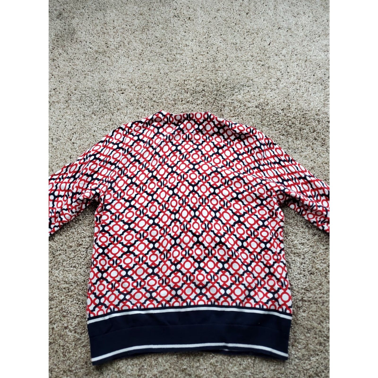 Talbots Talbots Sweater Womens XL Geometric Print Crew Neck Button Up Top Ribbed Trim Raglan Sleeve All Seasons Casual Size XL / US 12-14 / IT 48-50 - 6 Thumbnail