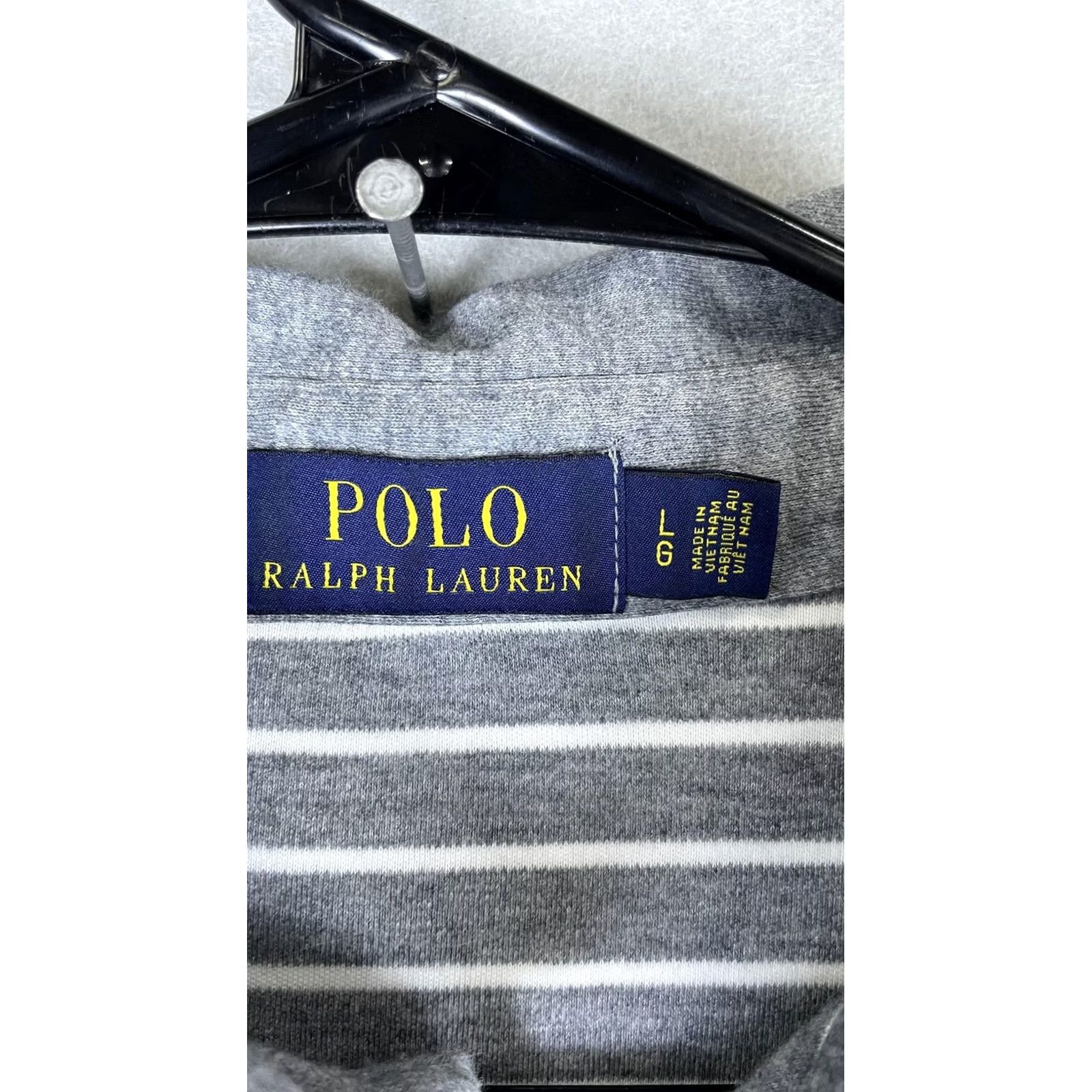 Polo Ralph Lauren Polo Ralph Lauren Polo Shirt Mens Large Gray Stripe Pony Logo Short Sleeve Knit Polo Size US L / EU 52-54 / 3 - 3 Thumbnail