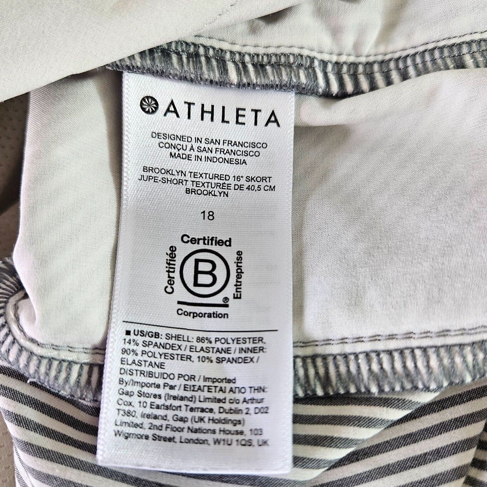 Athleta Athleta Womens Brooklyn Textured Skort Sz 18 Gray Stripe Pockets Pull On Skort Women Adult 18 Gray Athletic Size ONE SIZE - 4 Thumbnail