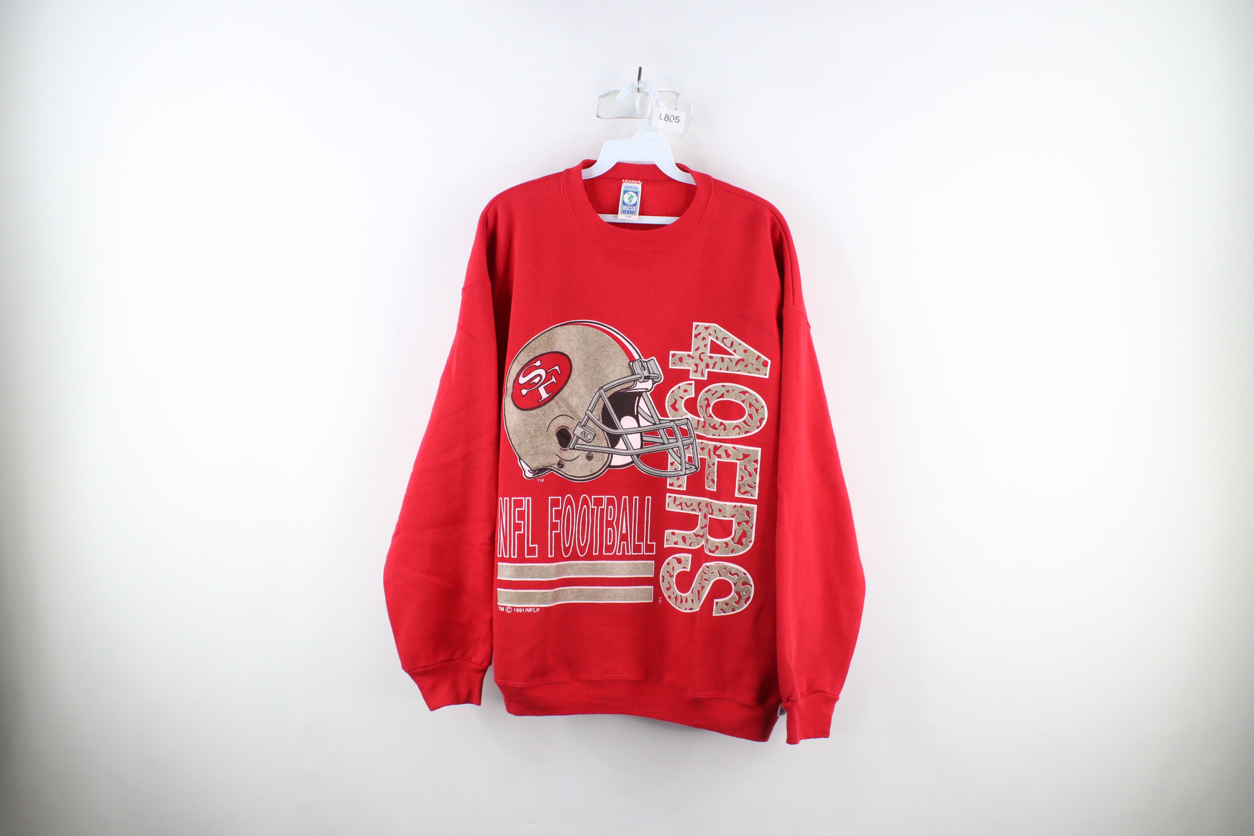 image of Vintage 90's Logo San Francisco 49Ers Football Sweatshirt Usa in Red, Men's (Size Large)