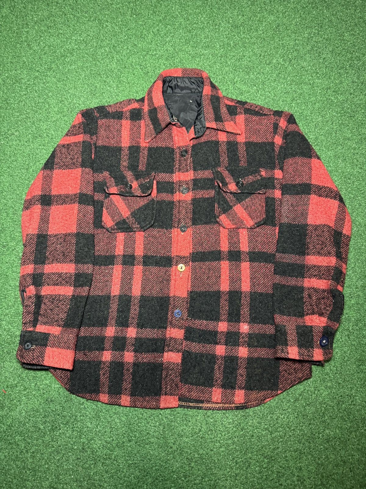 Vintage Buffalo Plaid Wool Blend 70s 80s Sm Flannel Shirt