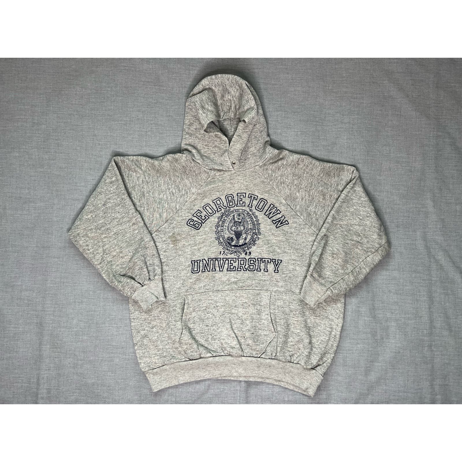 image of American College x Champion Vintage 80's Champion Georgetown University Hoodie XL in Grey, Men's