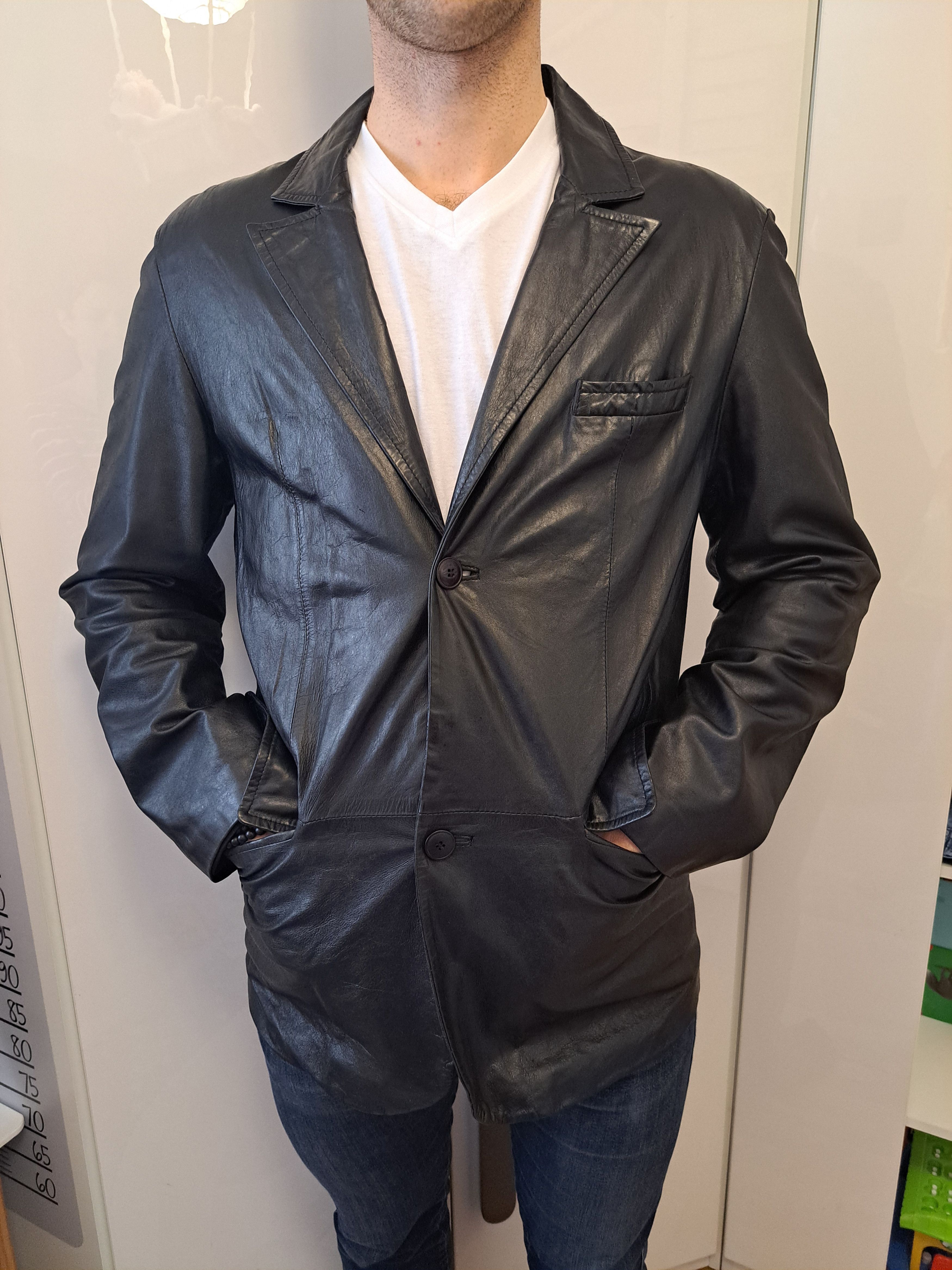 Genuine Leather Vintage blac leather jacket Hollies Stockholm, L size Size US L / EU 52-54 / 3 - 4 Thumbnail