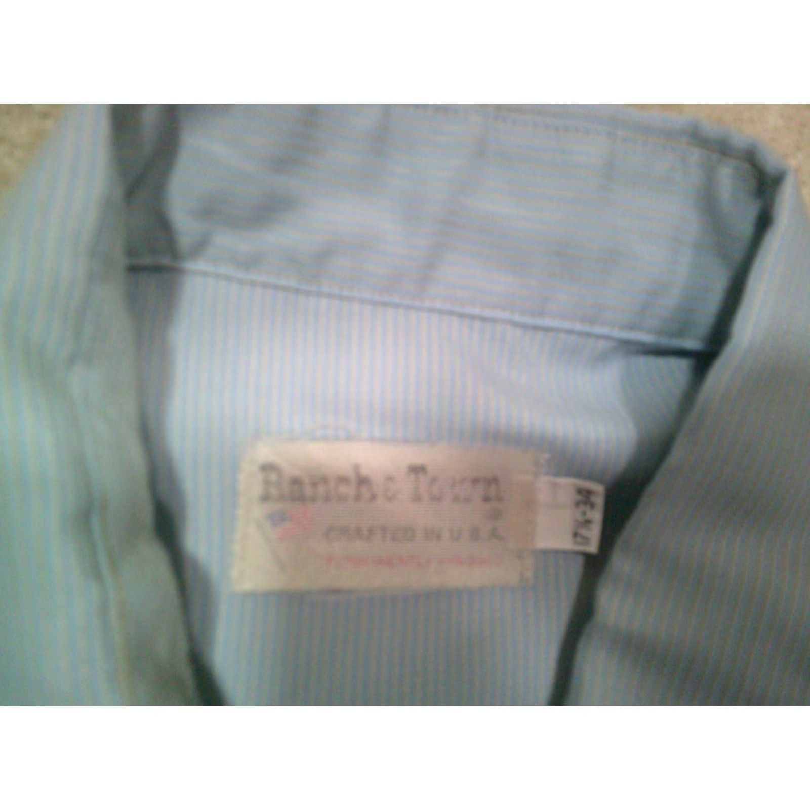 Vintage VINTAGE Ranch & Town Pearl Snap Shirt Mens XL Extra Large 17 1/2 Blue Cotton Blend Knit Long Sleeve Button-Up with Pockets Cowboy Western Rodeo Size US XL / EU 56 / 4 - 5 Thumbnail