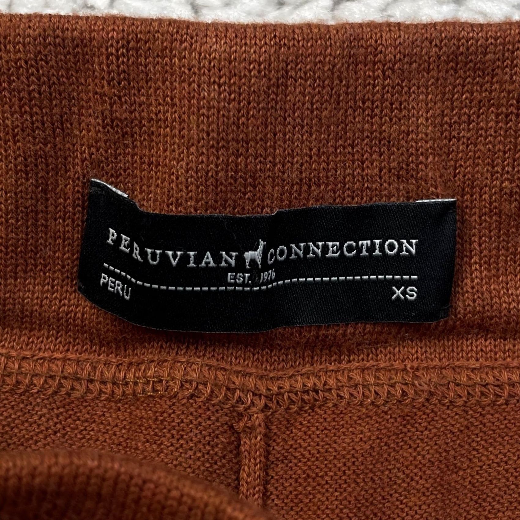 Peruvian Connection Odeon Wide Leg Knit Pants Womens Xs Brown Rust Wide-Leg Front Flat Inseam 29 Holiday Christmas Vintage: No (Adjusted For Clarity), Women's (Size 26) — image 3 of 6