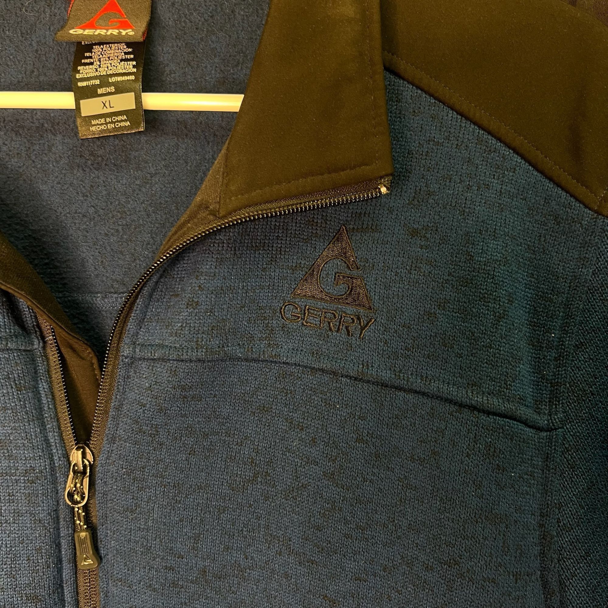 Other Gerry Mens Mixed Media Knit Full Zip Jacket XL Blue & Brown Size US XL / EU 56 / 4 - 5 Thumbnail