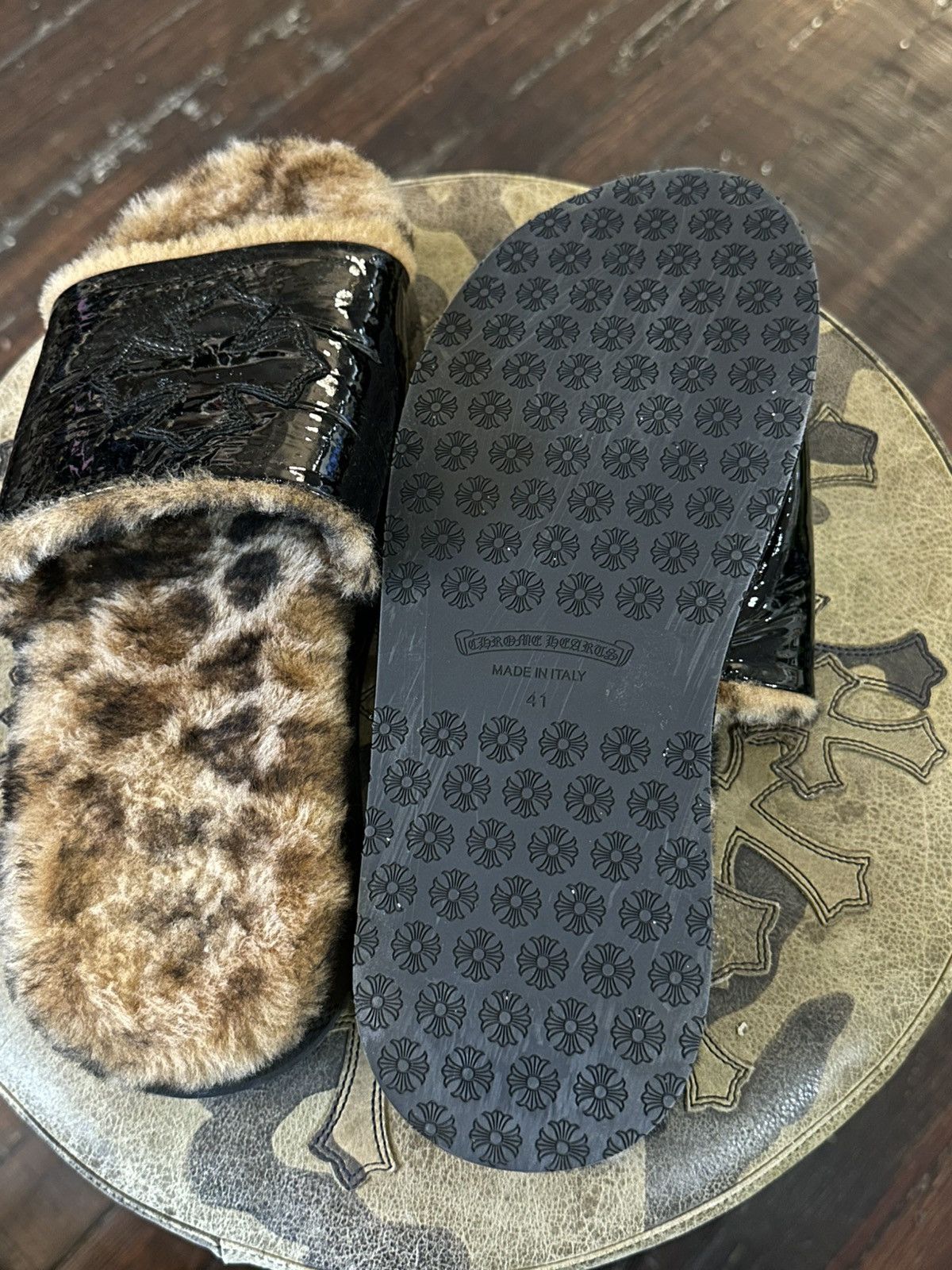 Chrome Hearts CHROME HEARTS CHEETAH PATCH SLIDES Size US 8 / EU 41 - 4 Thumbnail