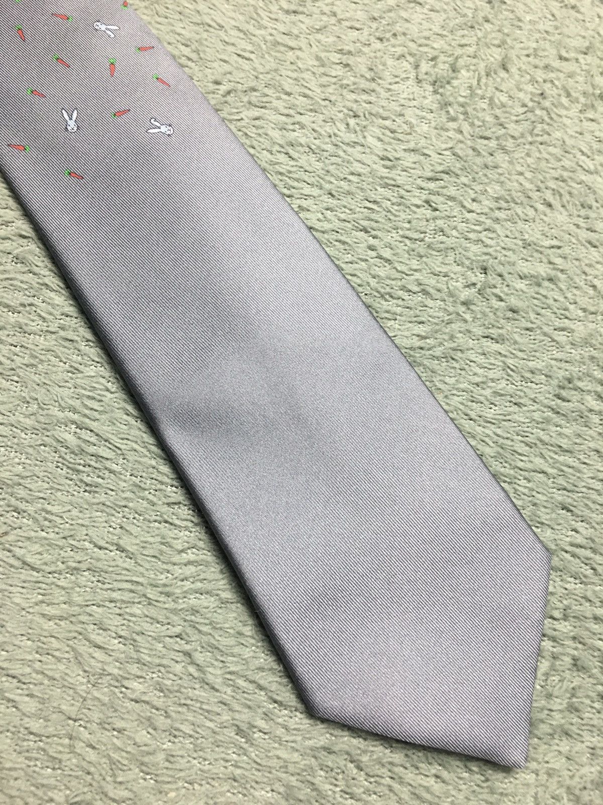 Hermes HERMES Paris Rabbit Carrot Print 6311 PA Silk Mens Tie Size ONE SIZE - 5 Thumbnail
