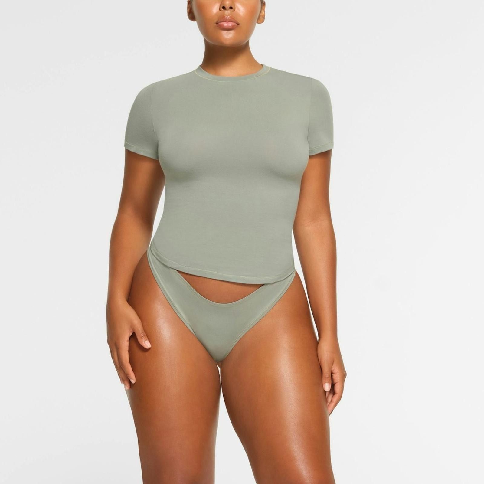 Swims SKIMS Cotton Jersey Fitted Crew Neck T-Shirt Mineral Green M Size M / US 6-8 / IT 42-44 - 1 Thumbnail