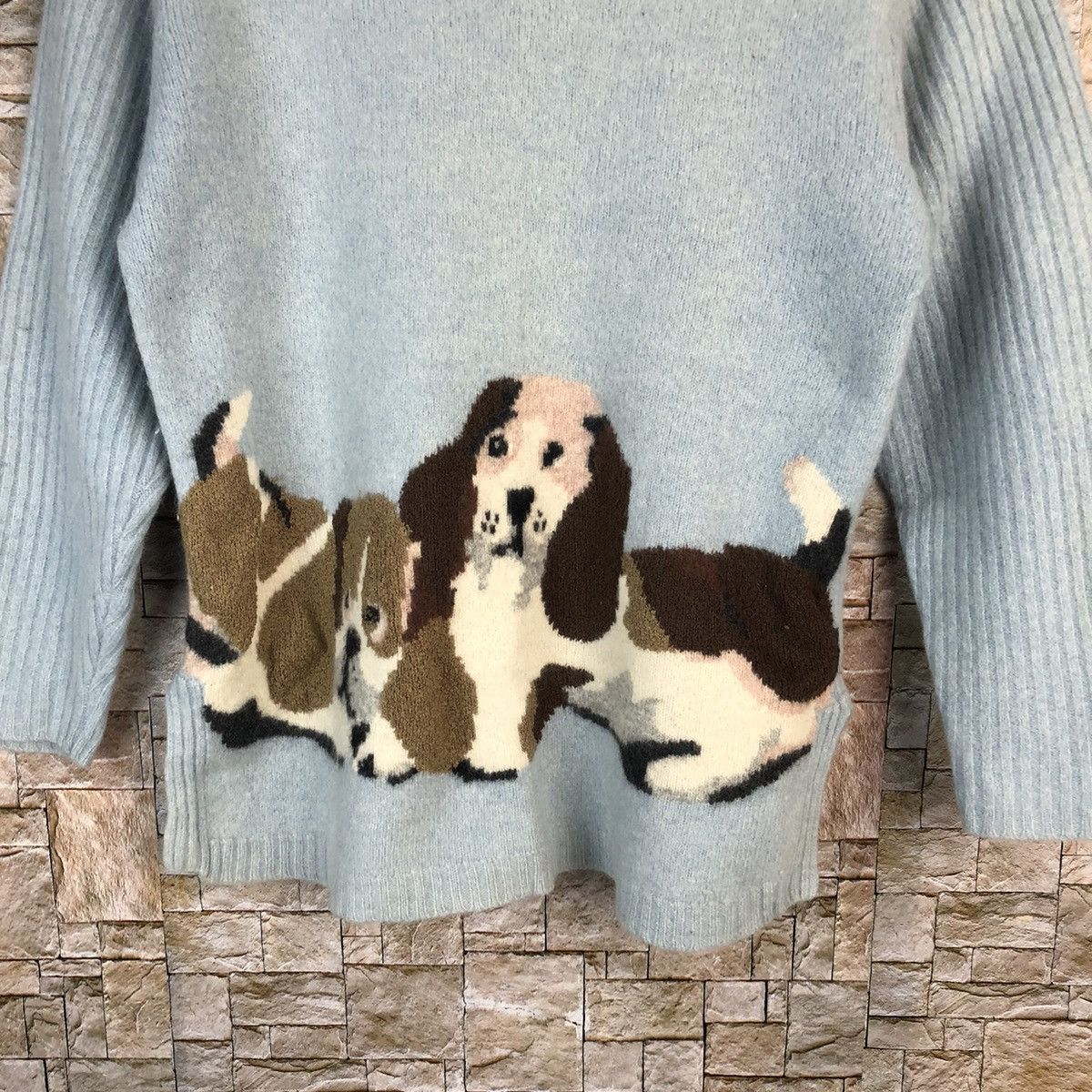 Homespun Knitwear × Japanese Brand Cadornafiore puppy dog Blue vintage Knitwear #A1064 Size XS / US 0-2 / IT 36-38 - 6 Thumbnail