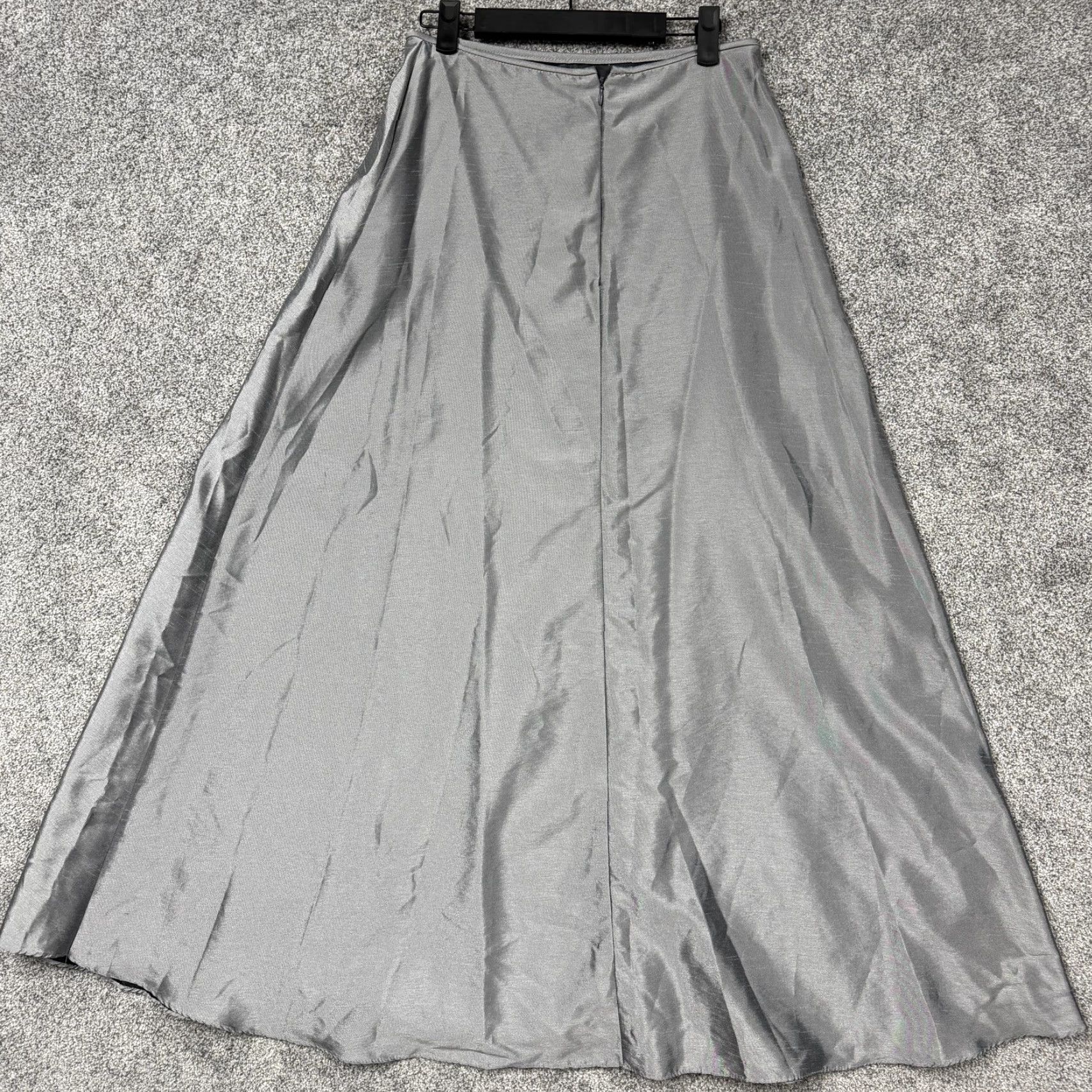 Vintage VINTAGE Scott McClintock Skirt Petites 10 Silver Satin Formal A-Line Long Women Mens? Size 32" / US 10 / IT 46 - 6 Thumbnail
