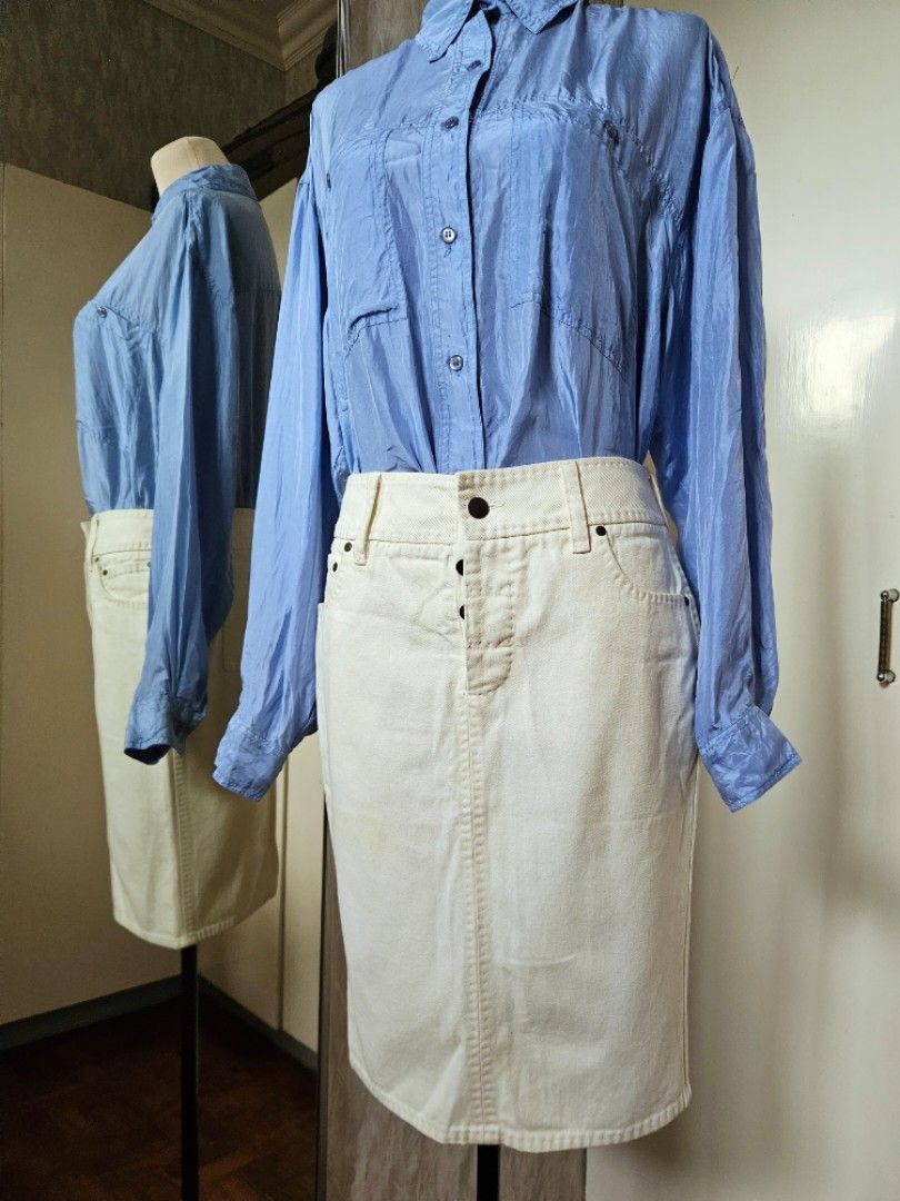 Gucci Gucci 2002 Tom Ford Era White Denim Skirt Size 27" / US 4 / IT 40 - 1 Thumbnail