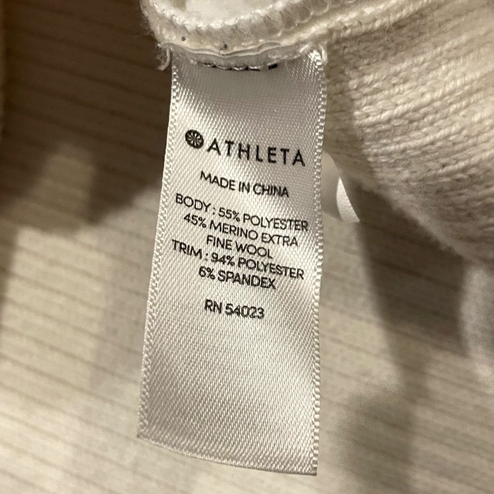 Athleta Athleta Sweater Womens S Turtleneck Ribbed Knit White Chevron Panel Raglan Sleeve Cream Merino Wool Polyester Spandex Size S / US 4 / IT 40 - 6 Thumbnail