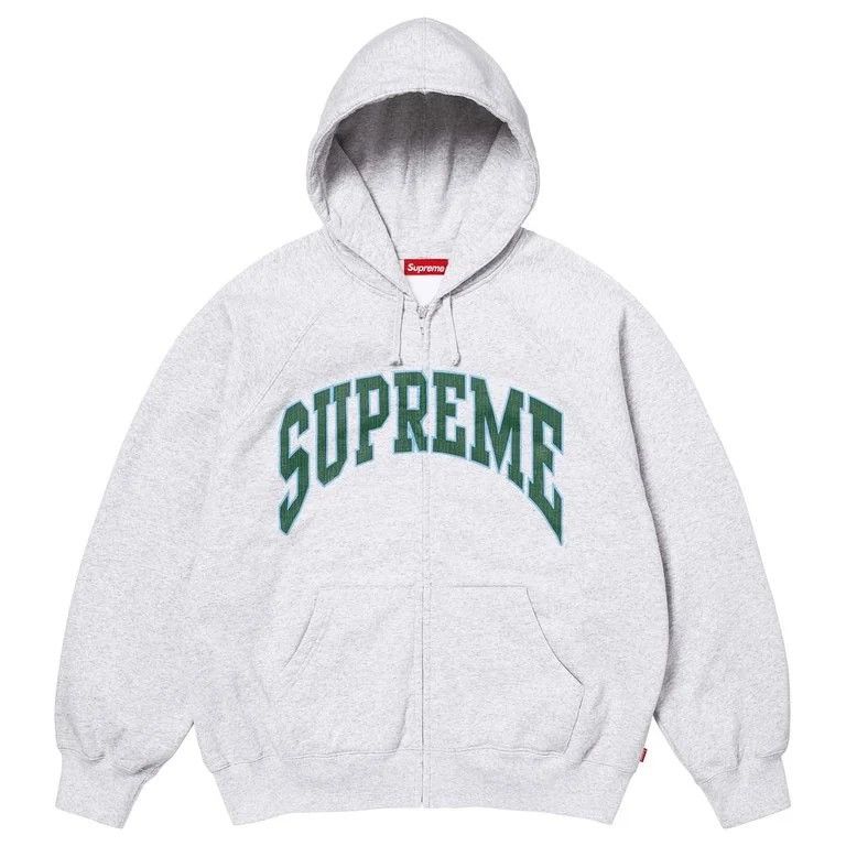 Supreme Supreme Cracked Raglan Zip Up Hooded Sweatshirt Ash Grey Size US M / EU 48-50 / 2 - 1 Thumbnail