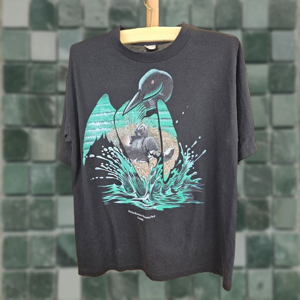 Vintage VINTAGE COMMON LOON BLACK PAPER THIN SINGLE STITCH 50/50 T-SHIRT SZ XLARGE Shirt Mens XL Black 80s Size US XL / EU 56 / 4 - 1 Thumbnail