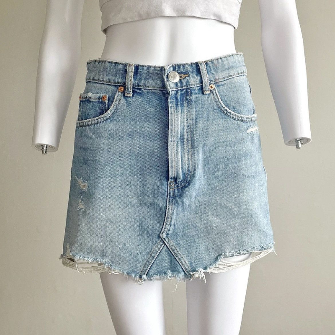 Zara Zara SS18 Light Wash Jean Denim Join Life Skirt Size 27" / US 4 / IT 40 - 2 Thumbnail