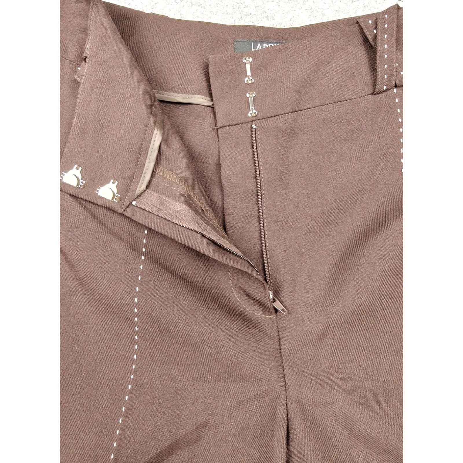 Vintage Larry Levine Pants Womens 10 Brown Twill Stretch Dress Studded Ankle Career New Size 32" / US 10 / IT 46 - 3 Thumbnail