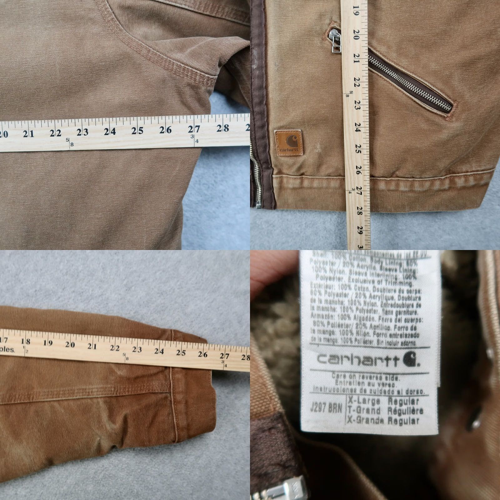 Carhartt VINTAGE Carhartt Jacket Mens XL Brown Full Zip Canvas J297 Lined Sherpa Detroit Bomber Coat Size US XL / EU 56 / 4 - 9 Thumbnail