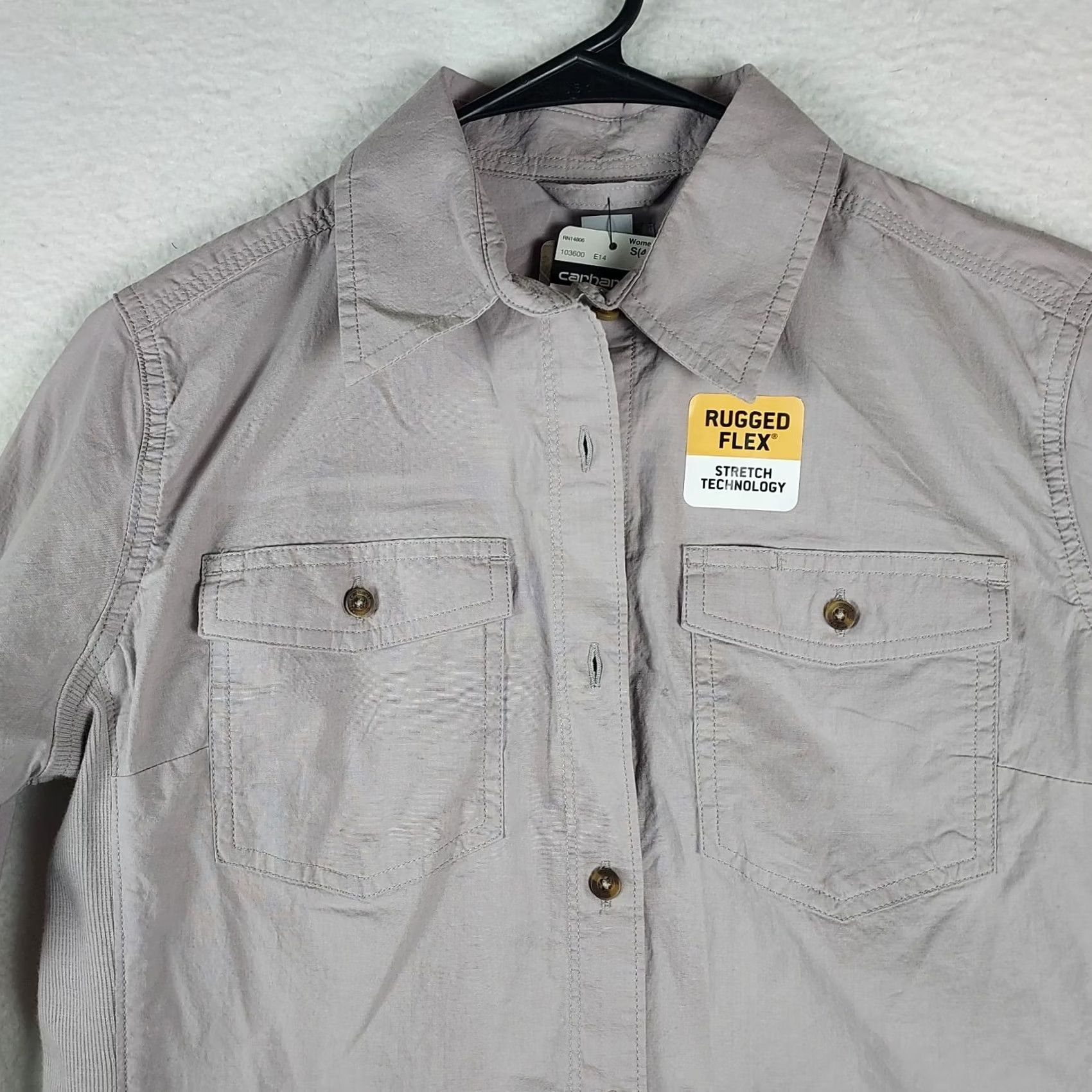 Carhartt Carhartt Womens Rugged Flex Button Down Shirt S Gray Plaid Cotton Stretch Long Sleeve Button-Up Regular Mens? No, Women, Size S Size S / US 4 / IT 40 - 3 Thumbnail