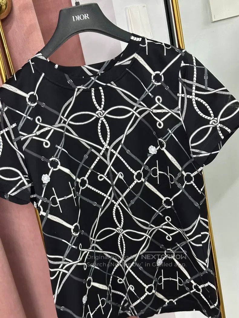 Hermes Hermes Black Short Sleeve Printed T-Shirt Top Size S / US 4 / IT 40 - 2 Thumbnail