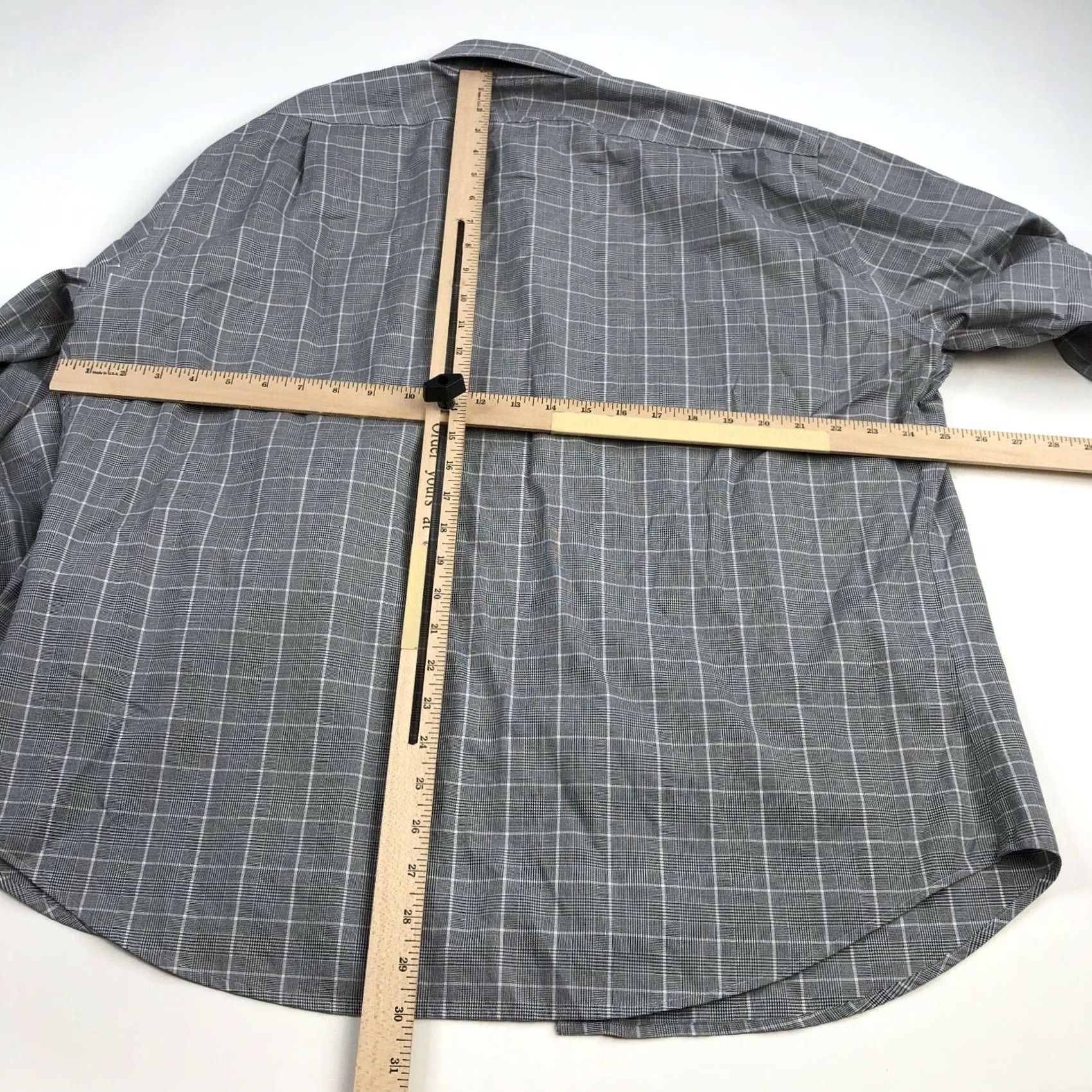 Peter Millar Peter Millar Nanoluxe Easy Care 17 Dress Shirt Long Sleeve Button Front Collared Plaid Gray Mens Regular Size 17 Size 46R - 2 Thumbnail