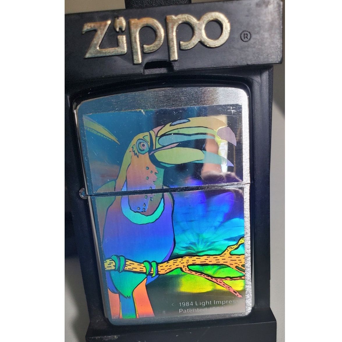 Zippo RARE Vintage Zippo – Holographic Toucan –Brushed Chrome 1994 Size ONE SIZE - 3 Thumbnail