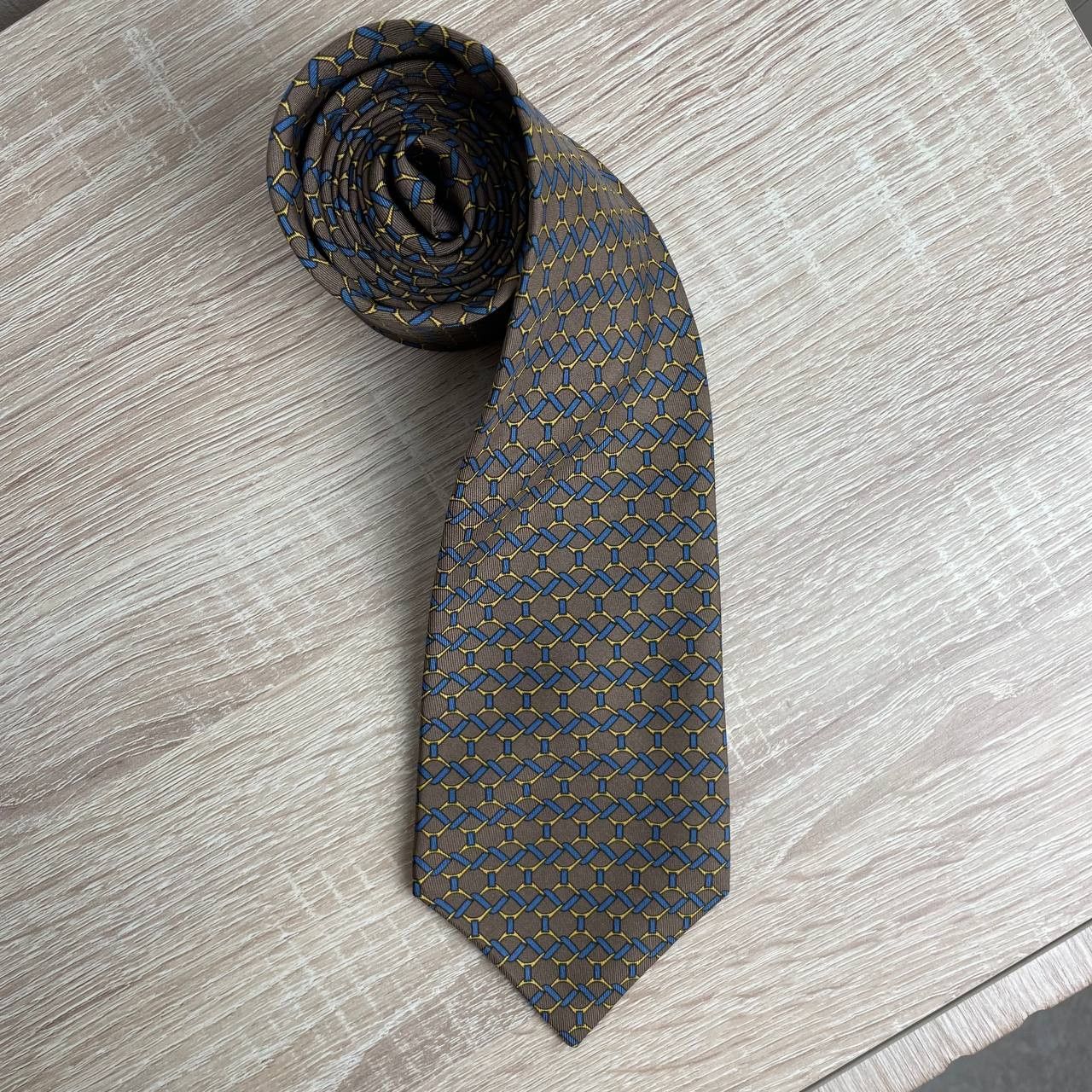 Hermes Hermes Paris Silk Tie 7090 AO Geometry Green Size ONE SIZE - 2 Thumbnail