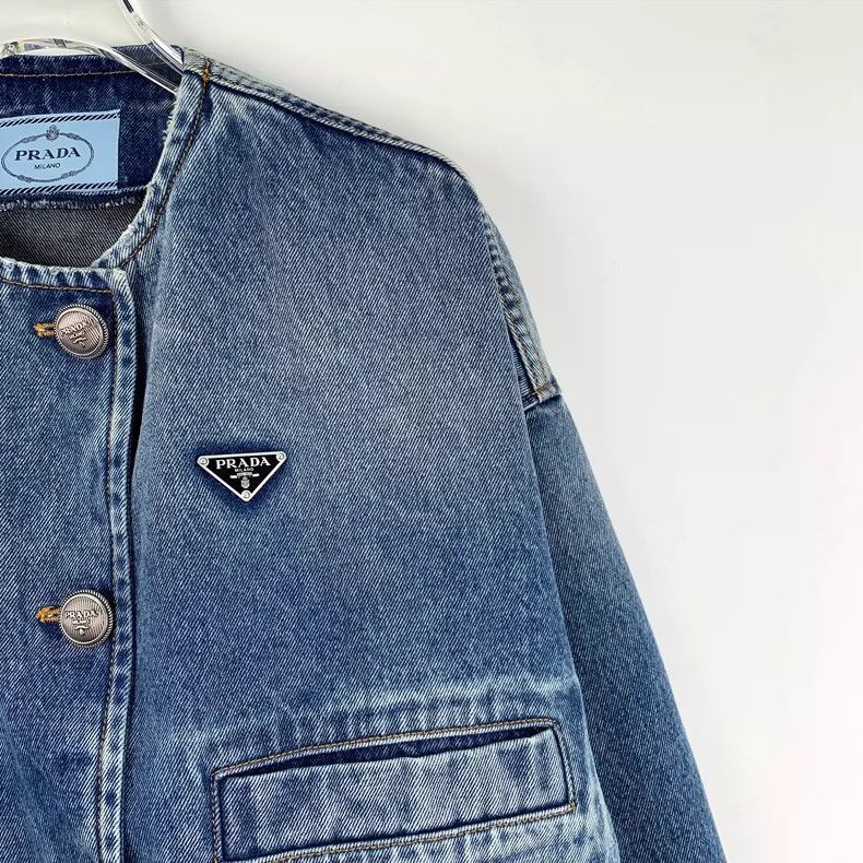 Prada Prada Blue triangle cotton long-sleeved washed denim jacket Size XS / US 0-2 / IT 36-38 - 3 Thumbnail